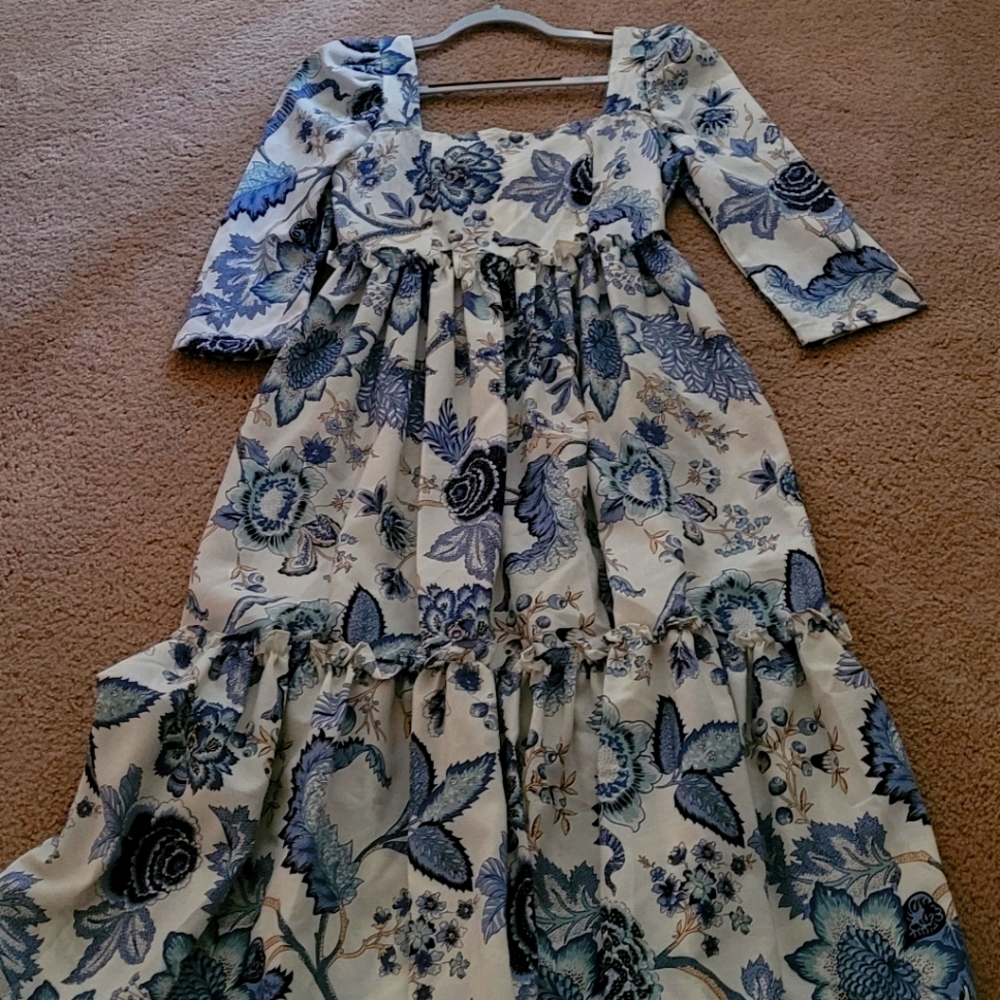 Prairie dress blue and white size small